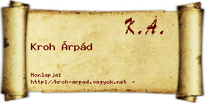 Kroh Árpád névjegykártya